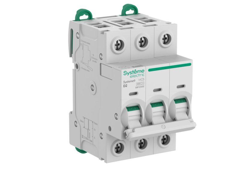 Выключатель автоматический 3п D 2А 6кА Systeme9 400В SE S9F23302