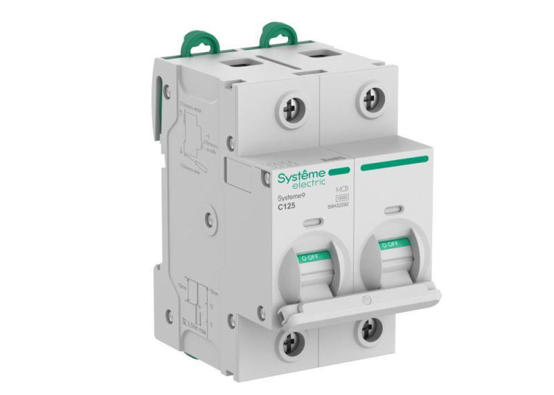 Выключатель автоматический 2п C 125А 10кА Systeme9 400В 27мм SE S9H32292