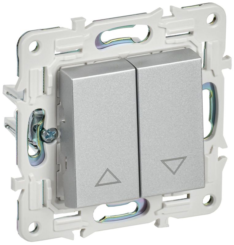 Выключатель жалюзи SKANDY 10А SK-V12S серебр. IEK SK-V15-0-10-K23