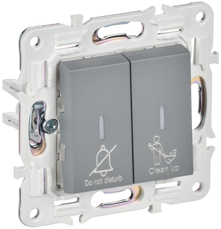 Выключатель 2-кл. SKANDY 10А SK-V16Gr для отелей с индикацией сер. IEK SK-V20-2-10-K03