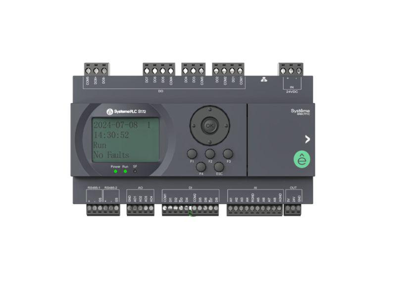 Контроллер логический программируемый S172 24В DC дисплей 28 IO: 8 DI; 8 DO (реле); 8 AI; 4 AO 2хRS485 1хRJ45 SE SM172PS11BDR