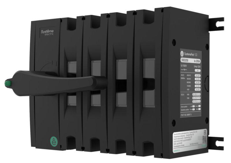Выключатель-разъединитель SYSTEMEPACT SD160 4п 63А рукоятка фронт. слева (зак. отдельно) SE SSD01604LF0063
