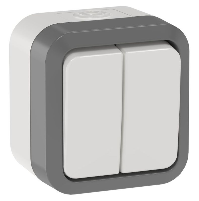 Выключатель проходной 2-кл. ОП TORS TS225 10А IP55 сер./бел. IEK TS-V22-0-10-55-K41