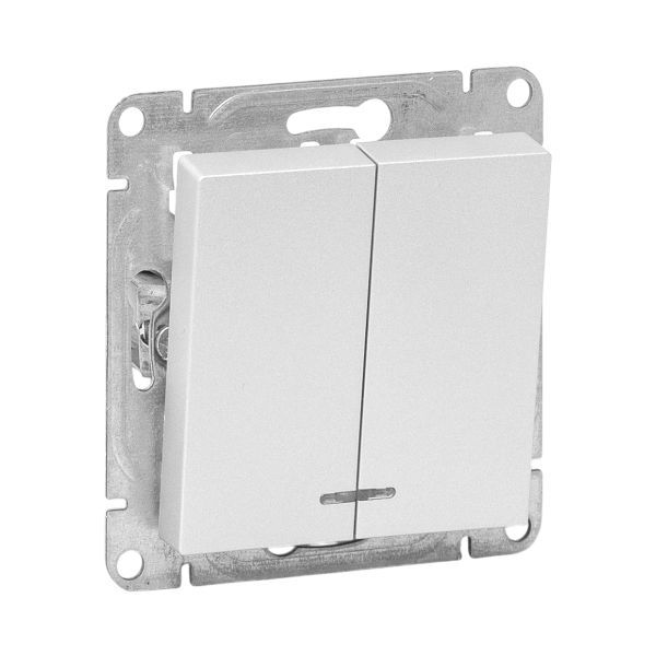 Выключатель 2-кл. СП Эпика с подсветкой механизм алюм. EKF UP1-SWA-24