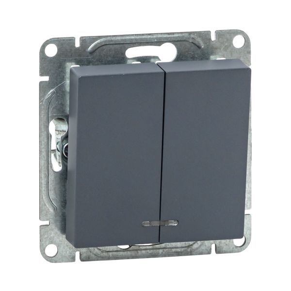Выключатель 2-кл. СП Эпика с подсветкой механизм графит EKF UP1-SWG-24