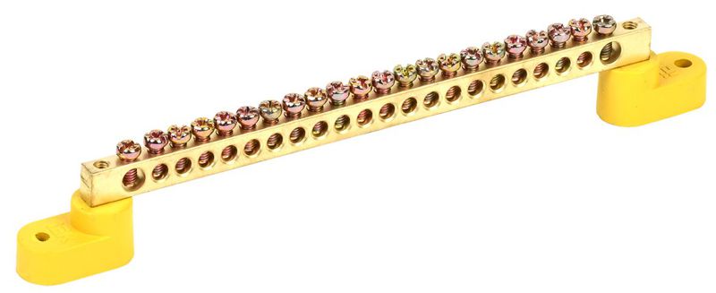 Шина PE "земля" ШНИ-6х9-22-У2-Ж на двух угловых изоляторах IEK YNN10-69-22C2-K05