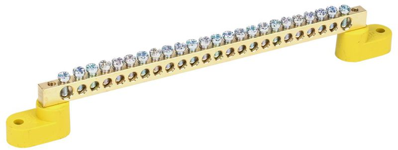 Шина PE "земля" ШНИ-6х9-24-У2-Ж на двух угловых изоляторах IEK YNN10-69-24C2-K05