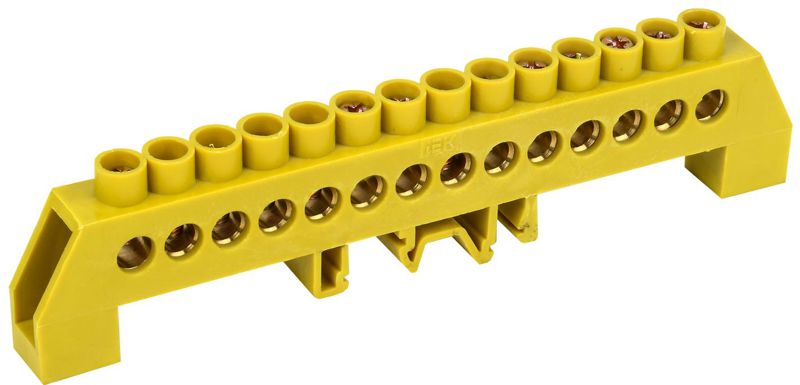 Шина PE "земля" в комб. DIN-изол. "Стойка" ШНИ-8х12-14-КС-Ж IEK YNN10-812-14DP-K05