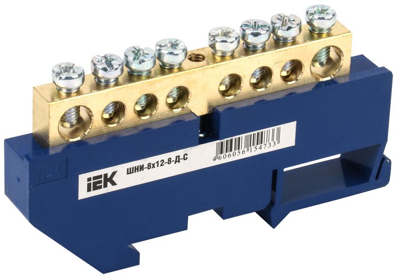 Шина нулевая на DIN-изол. ШНИ 8х12-8-Д-С IEK YNN10-812-8D-K07
