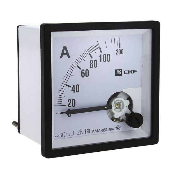 Амперметр аналоговый AM-A961 на панель 96х96 квадрат. вырез 200А трансф. подкл. EKF am-a961-200/ama-961-200