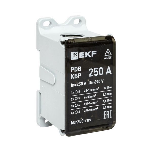 Блок распределительный клеммный КБР 250А EKF kbr250-rus