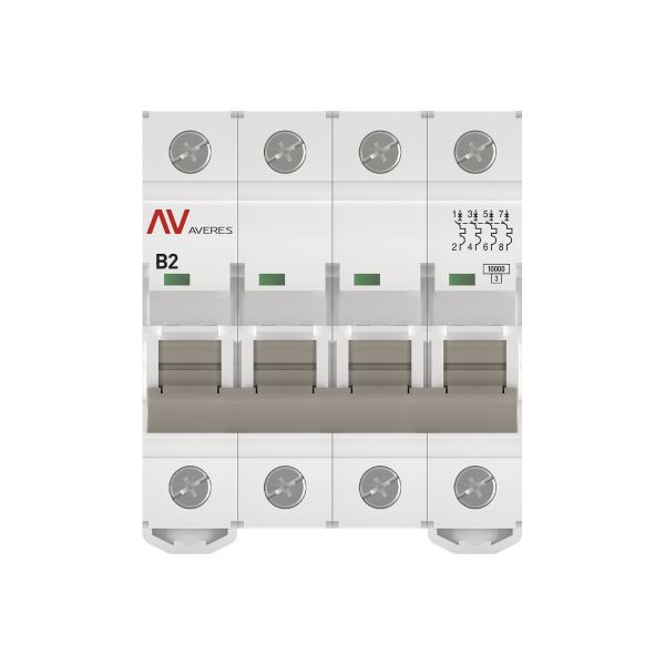 Выключатель автоматический модульный 4п B 2А 10кА AV-10 AVERES EKF mcb10-4-02B-av