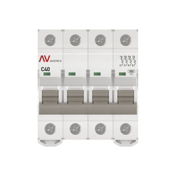 Выключатель автоматический модульный 4п C 40А 10кА AV-10 AVERES EKF mcb10-4-40C-av