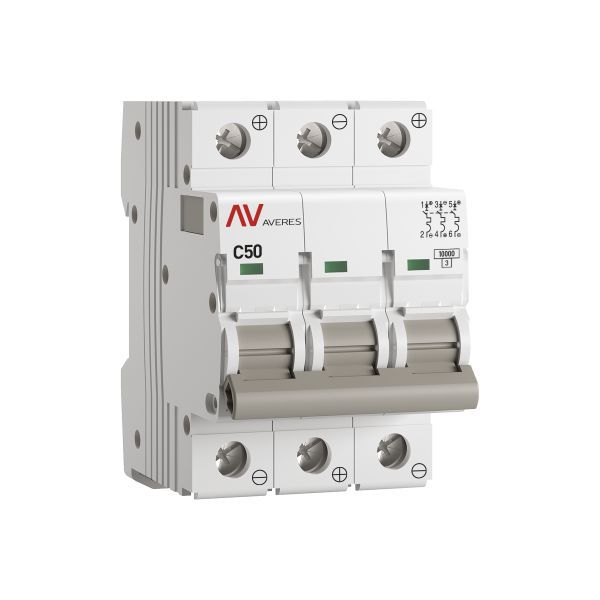 Выключатель автоматический 3п C 50А 10кА AV-10 DC AVERES EKF mcb10-DC-3-50C-av