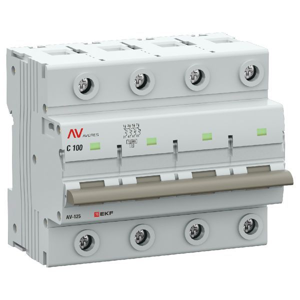 Выключатель автоматический модульный 4п D 100А 10кА AV-125 AVERES EKF mcb125-4-100D-av