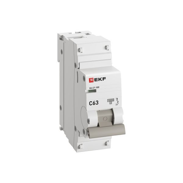 Выключатель автоматический модульный 1п C 63А 10кА ВА 47-100 PROxima EKF mcb47100-1-63C-pro