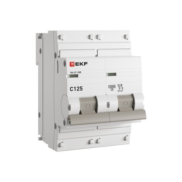 Выключатель автоматический модульный 2п C 125А 10кА ВА 47-100 PROxima EKF mcb47100-2-125C-pro