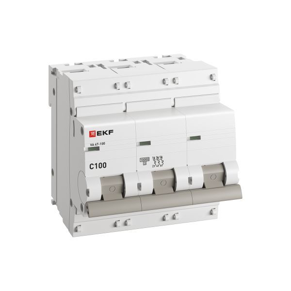 Выключатель автоматический модульный 3п C 100А 10кА ВА 47-100 PROxima EKF mcb47100-3-100C-pro