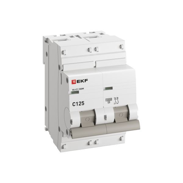 Выключатель автоматический модульный 2п C 125А 10кА ВА 47-100M электромагнит. расцеп. PROxima EKF mcb47100m-2-125C-pro