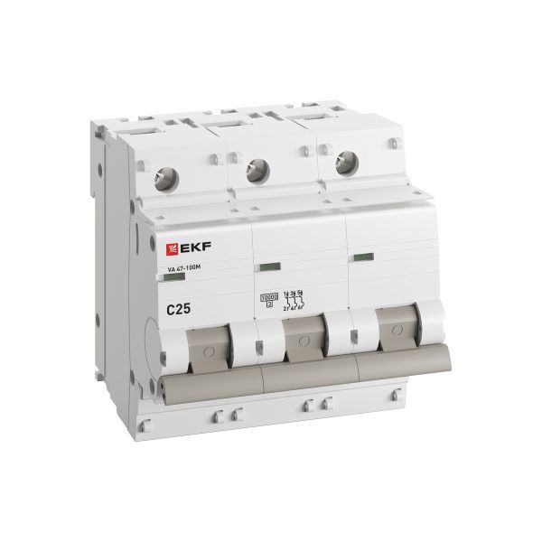 Выключатель автоматический модульный 3п C 25А 10кА ВА 47-100M без теплового расцеп. PROxima EKF mcb47100m-3-25C-pro