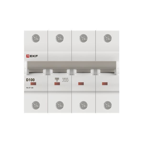 Выключатель автоматический модульный 4п D 100А 15кА ВА 47-125 PROxima EKF mcb47125-4-100D