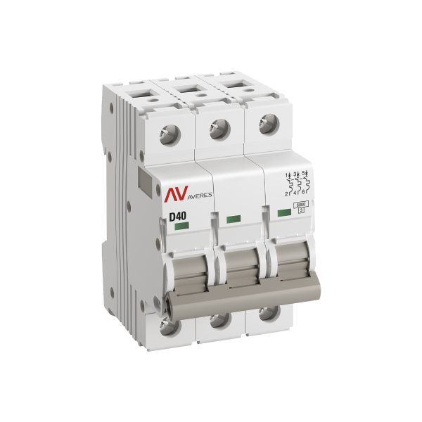 Выключатель автоматический модульный 3п D 40А 6кА AV-6 AVERES EKF mcb6-3-40D-av