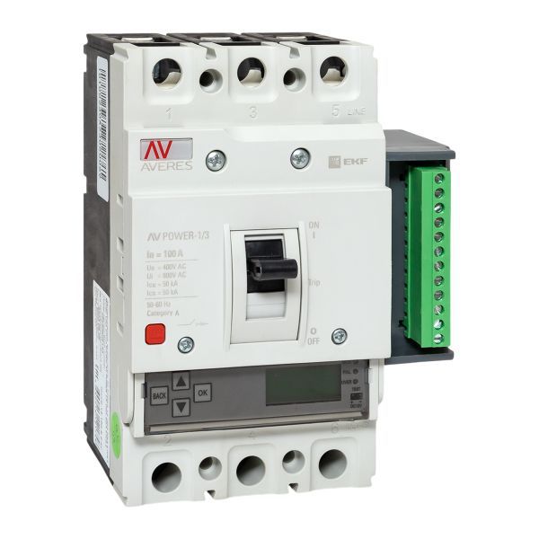Выключатель автоматический 3п 100А 50кА AV POWER-1/3 ETU6.2 AVERES EKF mccb-13-100-6.2-av