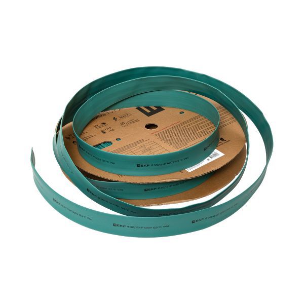 Трубка термоусадочная ТУТ нг 30/15 зел. (уп.50м) EKF tut-30-j