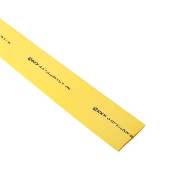 Трубка термоусадочная ТУТ нг 40/20 желт. 1м (уп.25м) PROxima EKF tut-40-y-1m