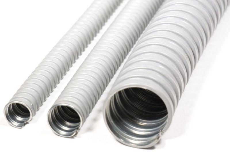 Металлорукав в ПВХ изоляции МРПИ НГ 18 d18мм без протяжки сер. (уп.50м) ГОФРОМАТИК zeta41923